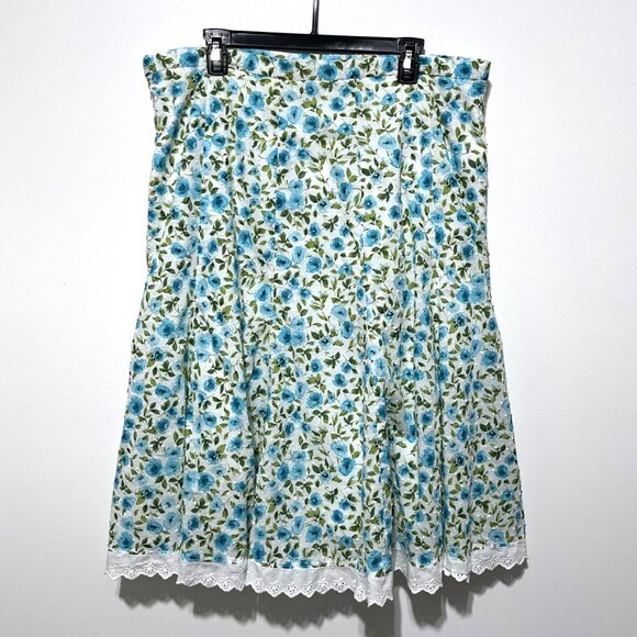 Dressbarn Womens Floral Midi Skirt Size 16W Cottagecore White Eyelet Prairie - Picture 2 of 8